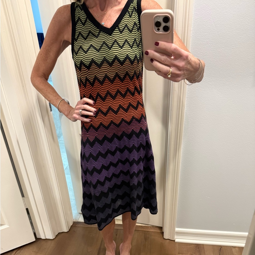 Missoni Black and Purple Chevron Midi Dress